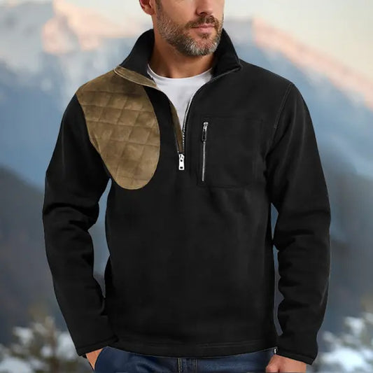 Pull-over matelassé pour hommes avec fermeture éclair semi-continue de haute qualité et poches Chic und Stil