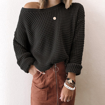 Femmes pull en tricot ample avec structure en spirale et large décolleté Chic und Stil