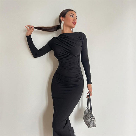 Dames Robe longue à manches raffinées avec coupe cintrée Chic und Stil