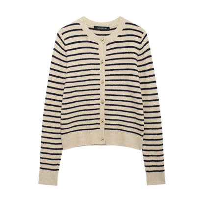 Dames cardigan avec un motif à rayures délicates et des détails de boutons élégants Chic und Stil