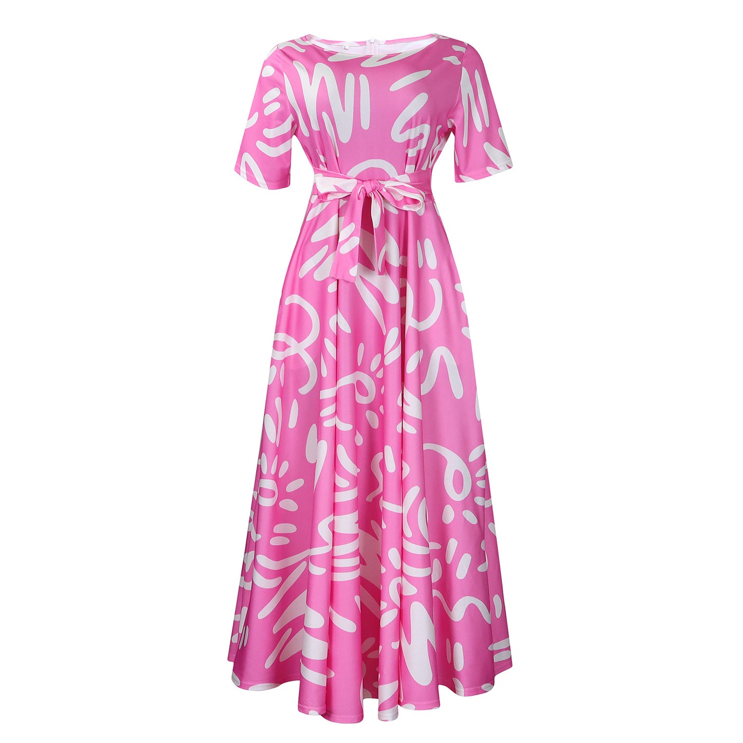 Robe maxi pour femmes avec un design graphique vif et des manches élégantes Chic und Stil