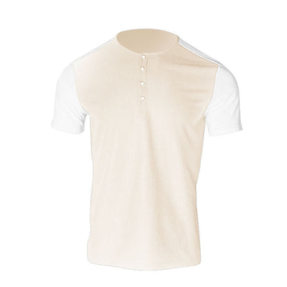 Chemise Henley à manches courtes pour hommes avec un design texturé et des parties de manches contrastantes Chic und Stil
