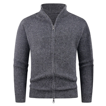 Knitted pullover for men with modern zipper and textured fabric Chic and Style