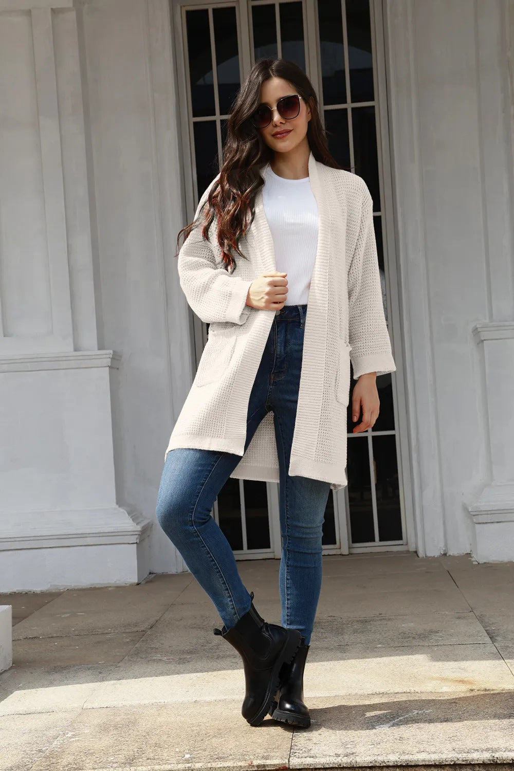 Cardigan en tricot décontracté pour femmes avec poches pratiques et devant ouvert Chic und Stil
