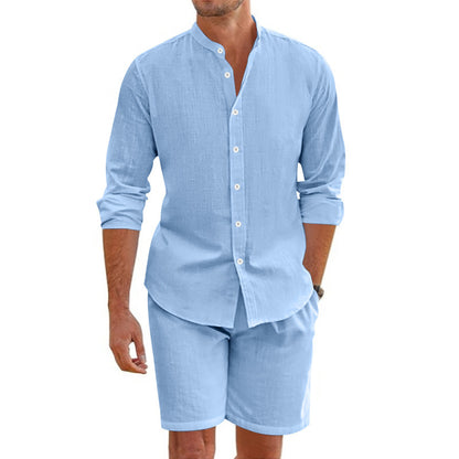 Chemise en lin décontractée pour hommes à manches courtes avec des détails modernes Chic und Stil