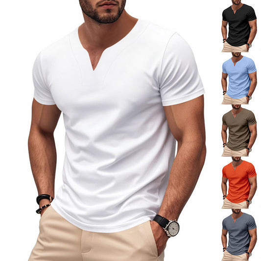 Homme t-shirt moderne à col en V en matériau respirant Chic und Stil