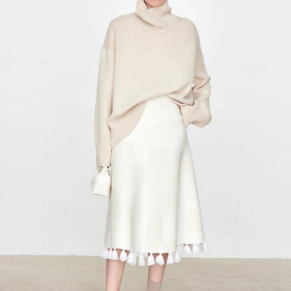 Pull à col roulé oversize pour femme avec structure côtelée Chic und Stil