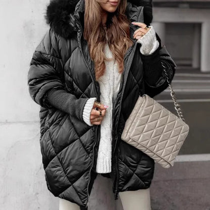 Dame Veste doudoune oversize avec col en fausse fourrure Chic und Stil