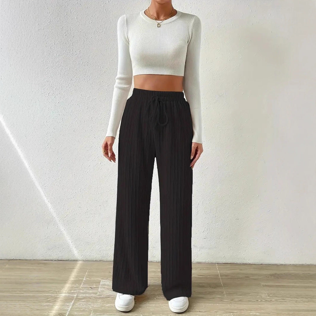 Ladies Comfortable Fabric Pants with Textured Surface Chic and Style