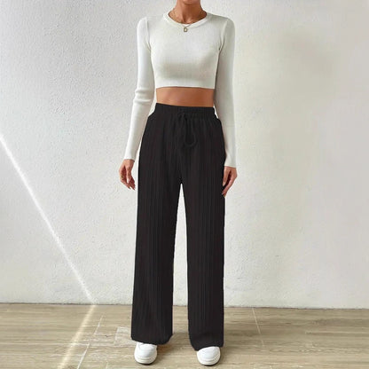 Ladies Comfortable Fabric Pants with Textured Surface Chic and Style