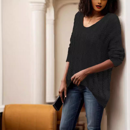 Pull en tricot aéré pour femmes avec une structure en œillet unique Chic und Stil