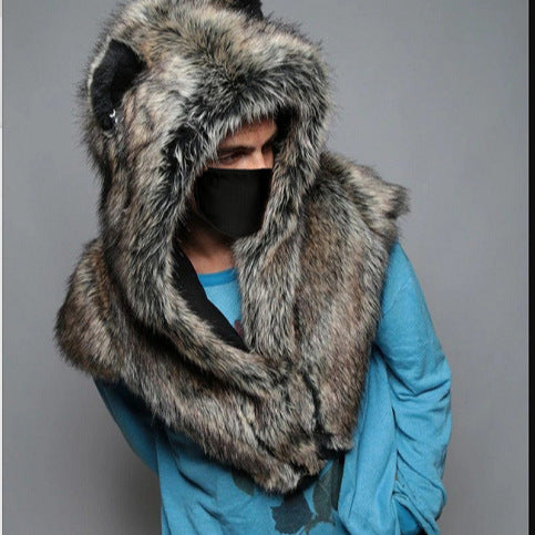 Men's Plush Hooded Cape Chic and Style
