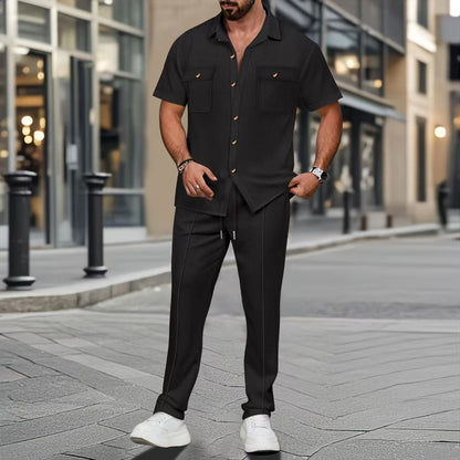 Costume de loisirs à la mode pour hommes avec motif à rayures et poches pratiques Chic und Stil