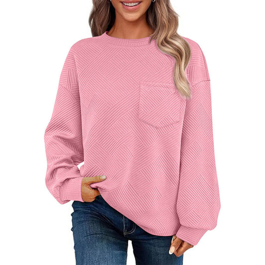Pull décontracté pour femmes avec motif texturé et poche poitrine pratique Chic und Stil