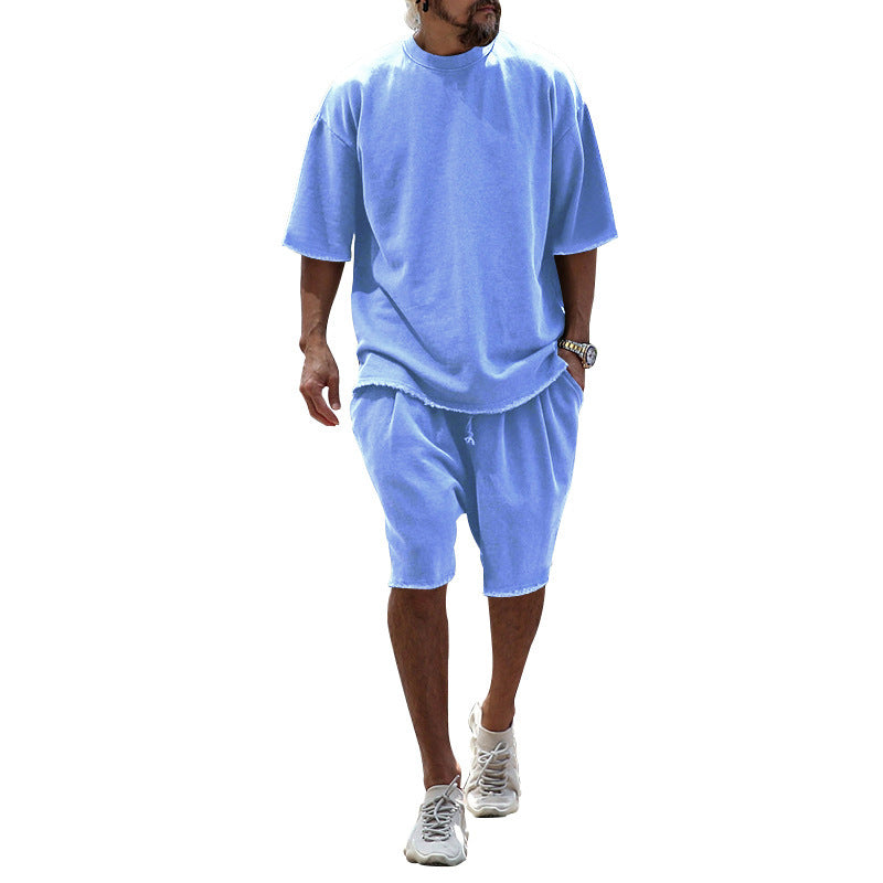 Ensemble décontracté surdimensionné pour hommes avec manches courtes et shorts tapered Chic und Stil