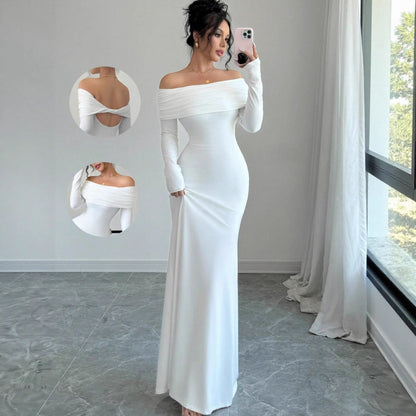 Robe maxi élégante sans épaule pour femmes avec des détails raffinés au dos Chic und Stil