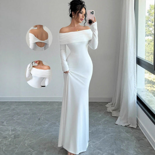 Robe maxi élégante sans épaule pour femmes avec des détails raffinés au dos Chic und Stil