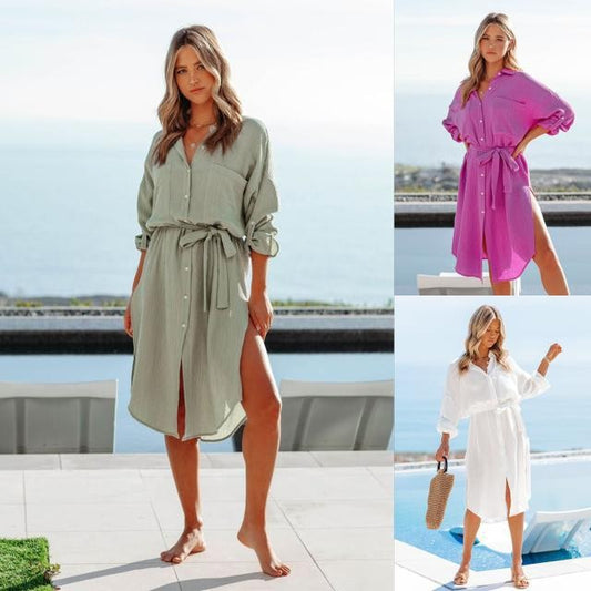 Robe chemise midi à boutons femmes Chic und Stil