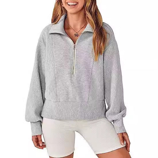 Pull décontracté pour femmes avec col montant et fermeture éclair Chic und Stil