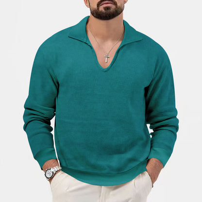 Pull pour homme à col en V tendance en matière tricot respirante Chic und Stil