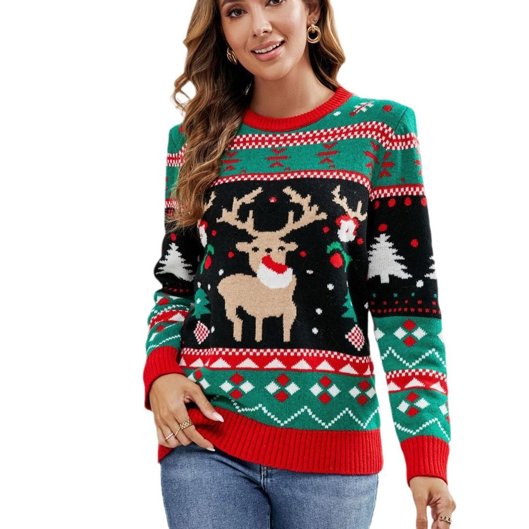 Pull en tricot de Noël pour femmes avec un motif de renne riche en détails Chic und Stil
