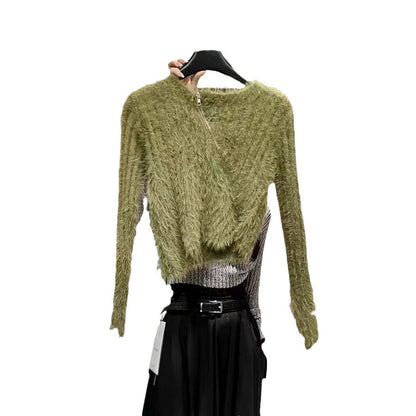 Pull femme en peluche avec coupe tendance et fermeture éclair pratique Chic und Stil