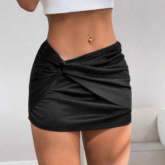 Jupe mini pour dames avec détail noué et taille élastique Chic und Stil
