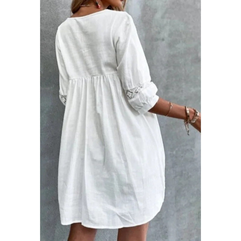 Femmes Bohémien Brodé Transparent Mini-Robe Chic und Stil