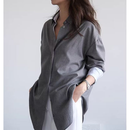 Chemise classique surdimensionnée à boutons pour femmes Chic und Stil