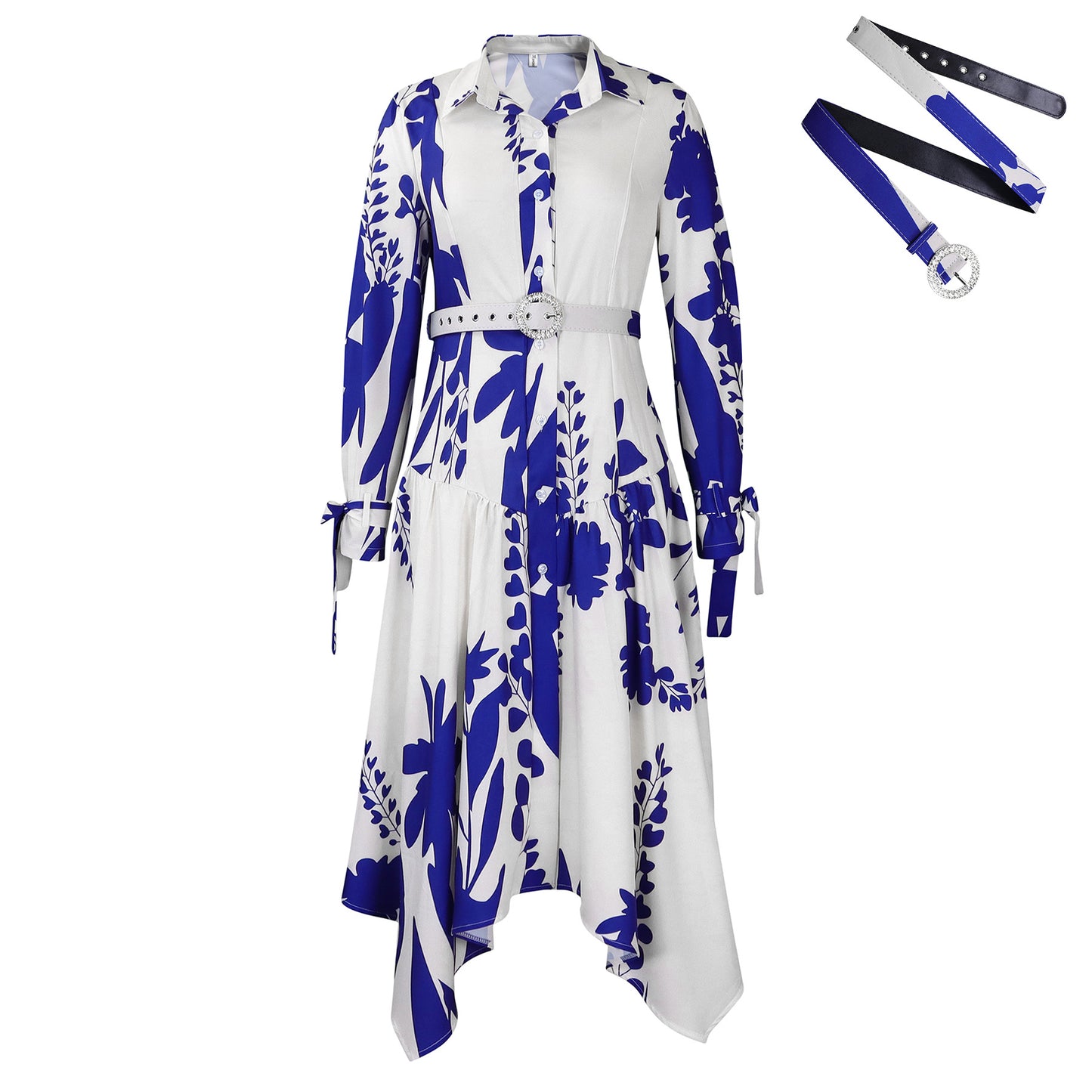 Robe chemisier pour femmes avec un design floral coloré et une ceinture cintrée Chic und Stil