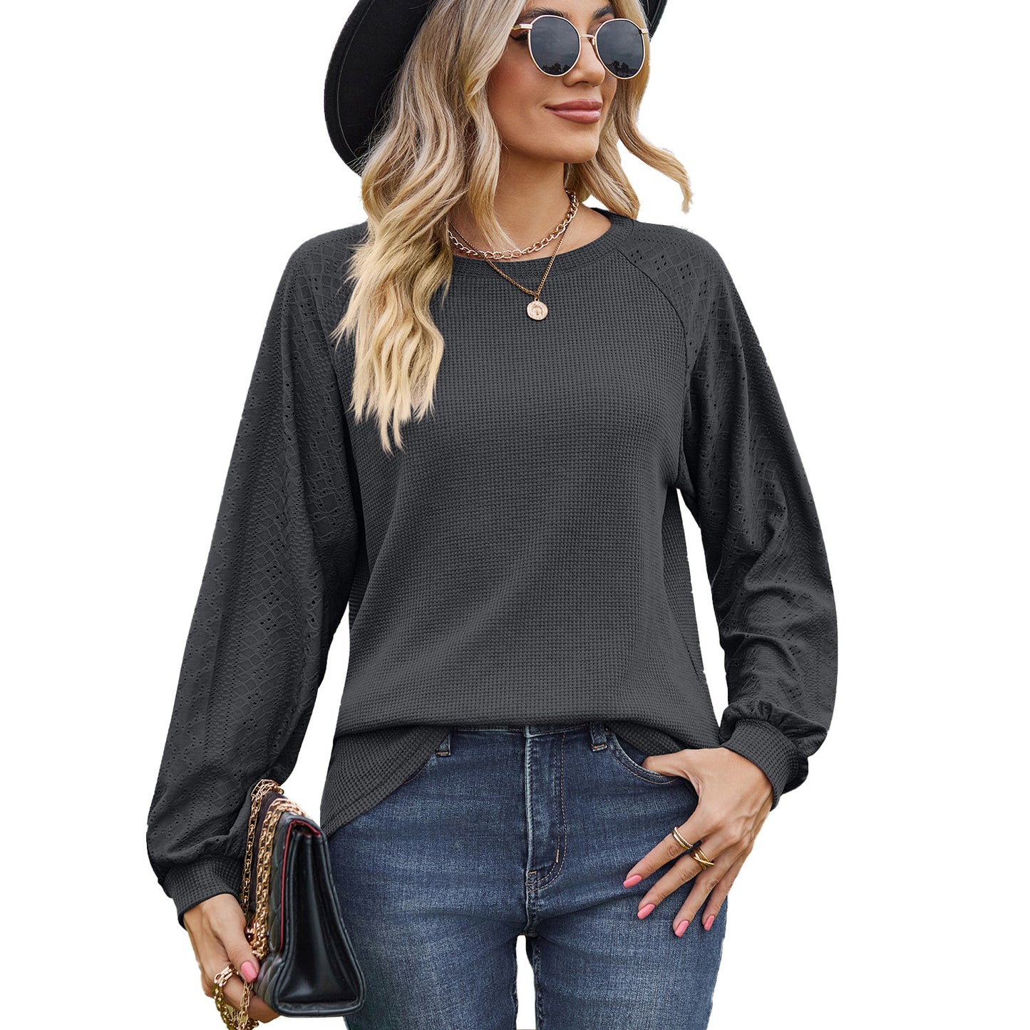 Pull décontracté pour femmes avec des détails en tricot à la mode Chic und Stil