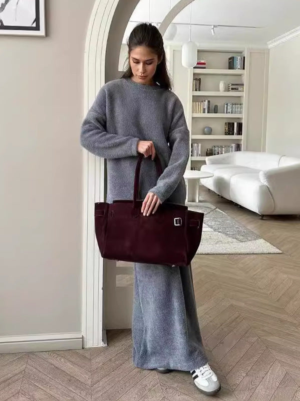 Dames Ensemble en Tricot Douillet à Coupe Larges Chic und Stil