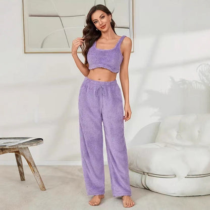 Dames Ensemble Lounge Douillet avec Veste et Pantalon Confortables Chic und Stil