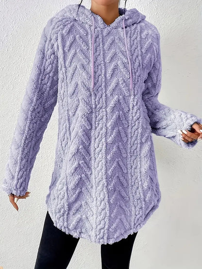 Dames Pull à capuche en peluche avec design en tresses Chic und Stil