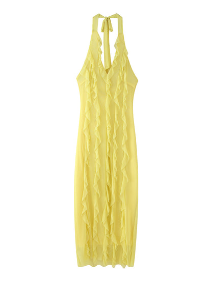 Robe maxi femme avec design volant volumineux Chic und Stil