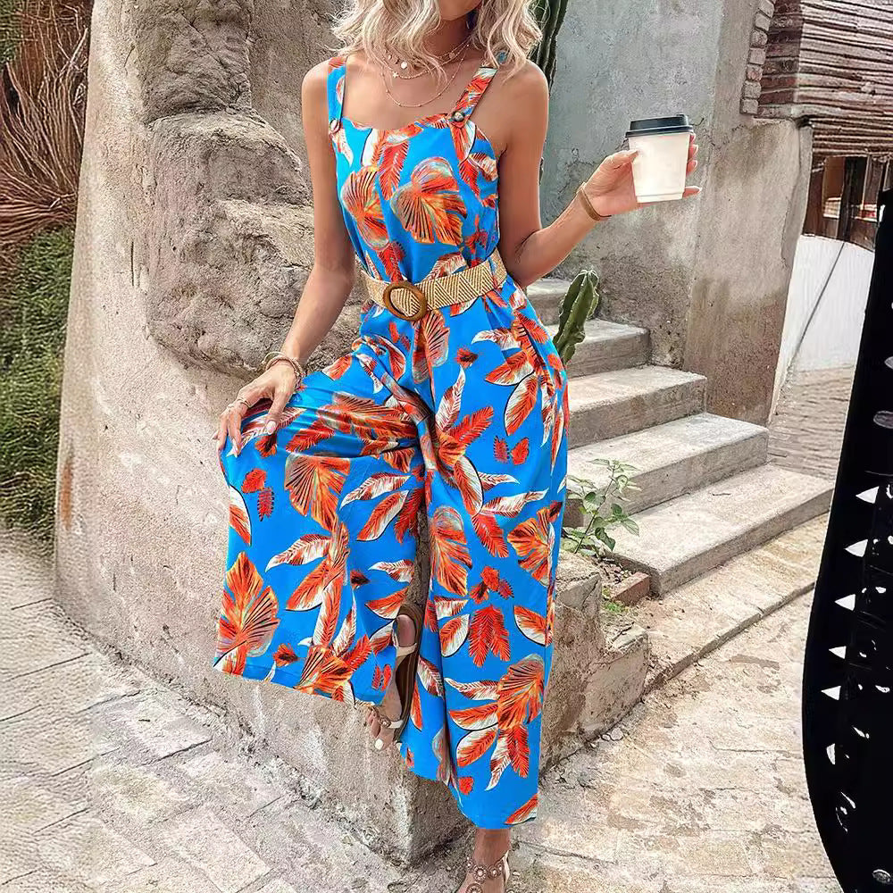 Dames Imprimé Tropical Maxi Combinaison Chic und Stil