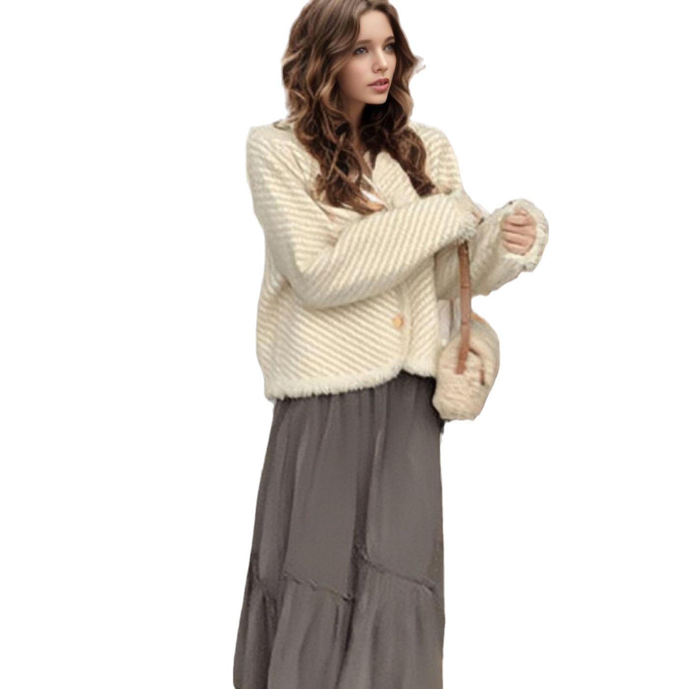 Veste en tricot cocon pour femmes avec détails de boutons et motif à fine structure Chic und Stil