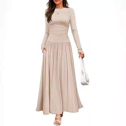 Robe maxi femme à manches longues et design de poches pratiques Chic und Stil