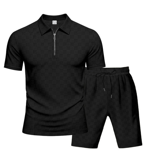 Hommes Ensemble de sport à manches courtes avec design structuré de haute qualité Chic und Stil