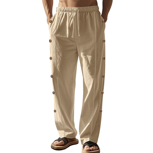 Men's casual beach pants with side button details and elastic waistband Chic and Style