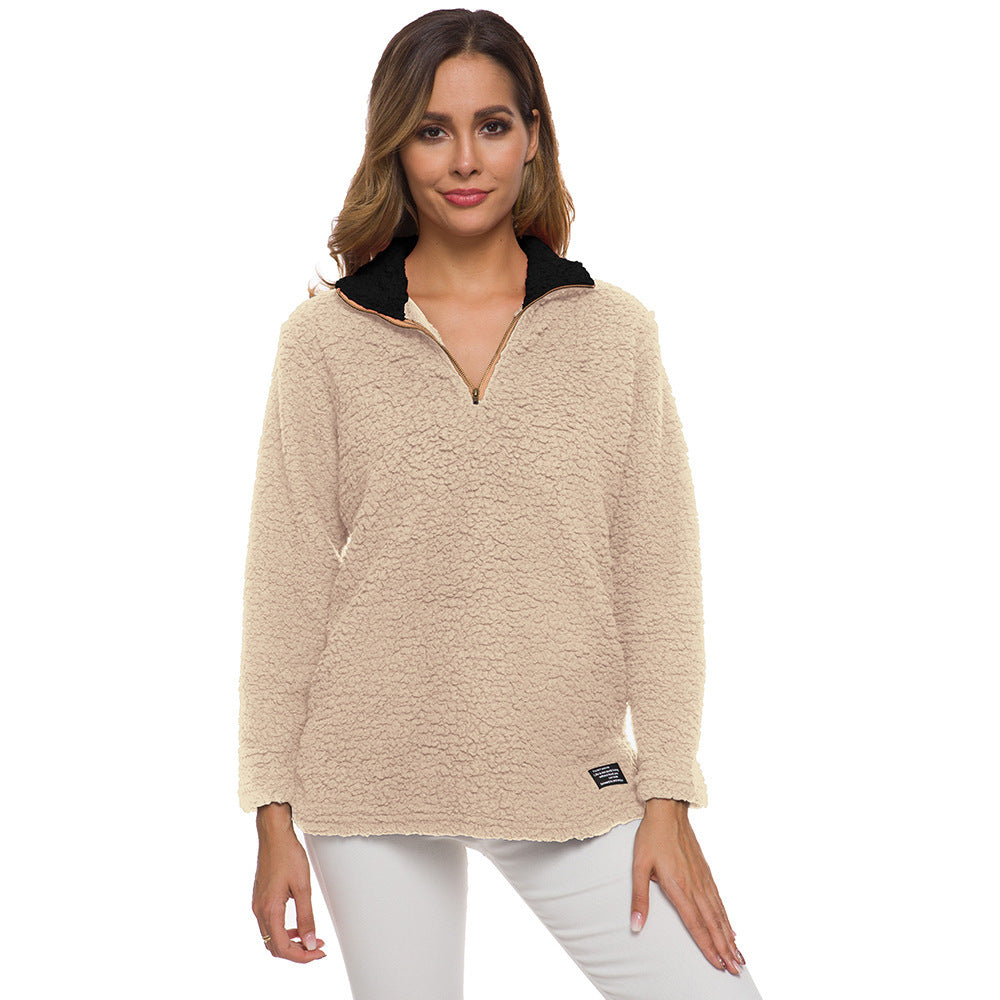 Pull polaire confortable pour dames avec col montant et fermeture éclair Chic und Stil