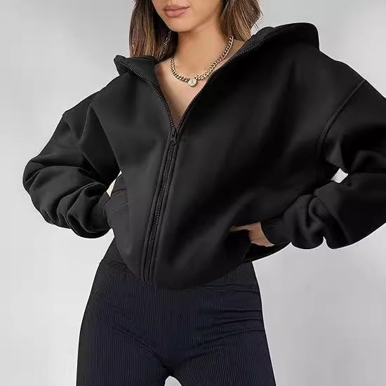 Dames décontracté oversized zip-hoodie Chic und Stil