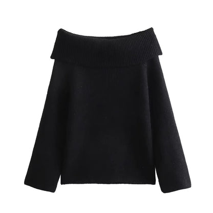 Pull en tricot élégant pour femmes à col montant large Chic und Stil