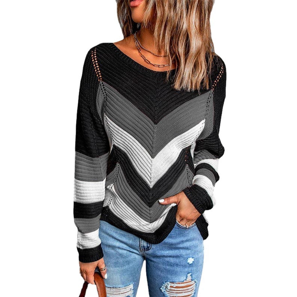 Pull pour femmes et tricot décontracté avec motif en zigzag et coupe aérienne Chic und Stil