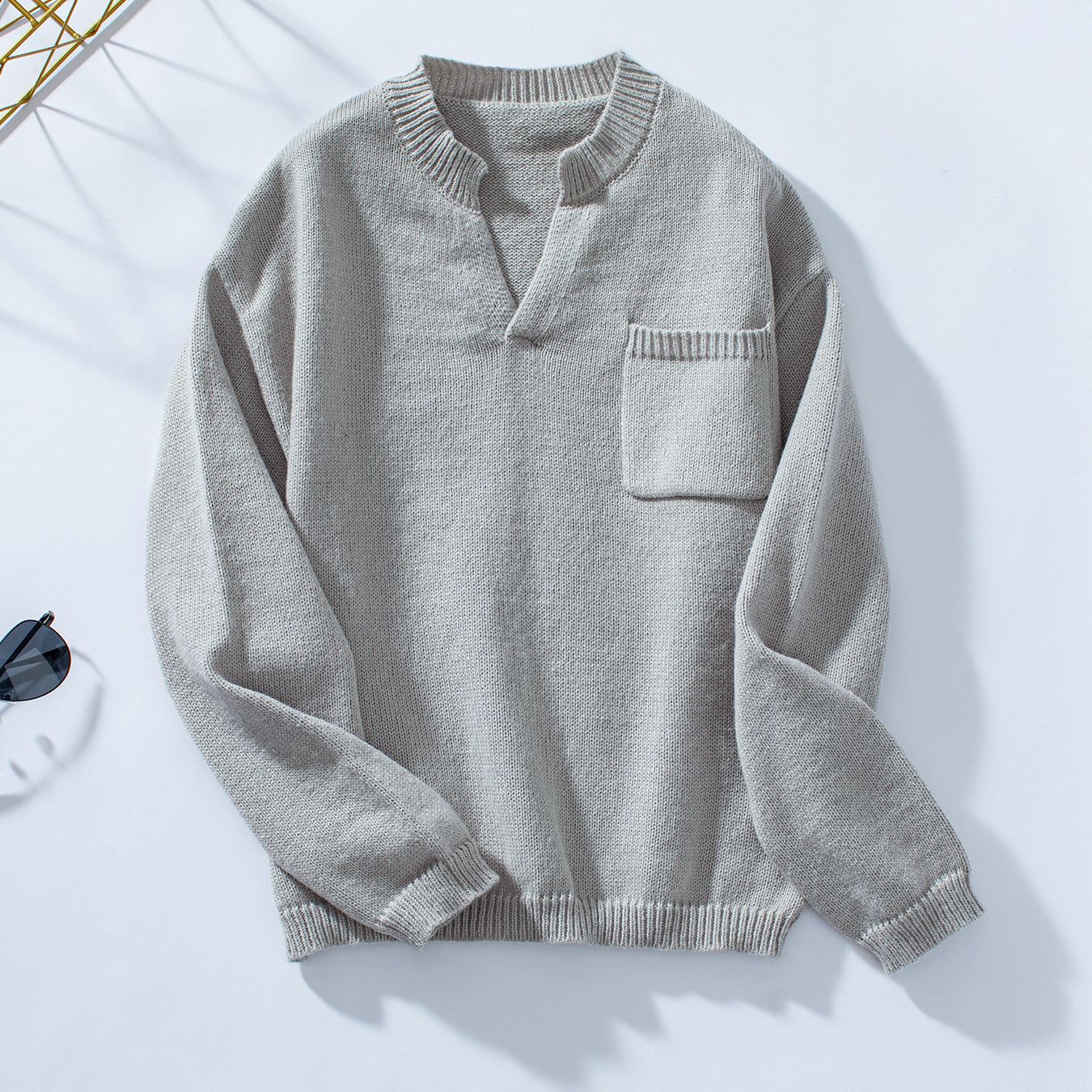 Pull décontracté pour femme avec détails de boutons et poche poitrine Chic und Stil