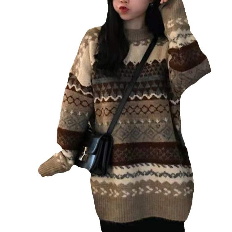 Dames Grand Pull Oversized avec motif graphique Chic und Stil