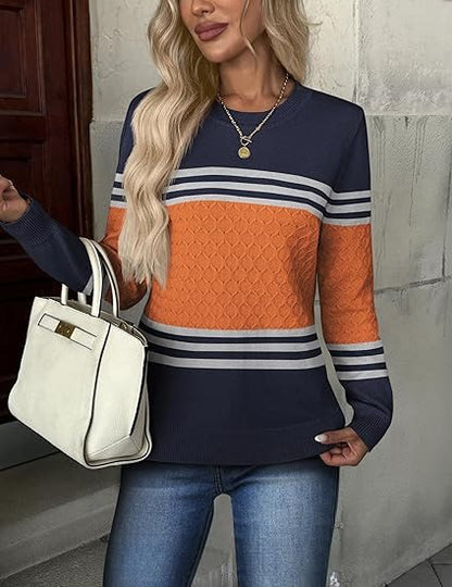Pull structure à la mode pour femmes avec des blocs de couleur contrastés Chic und Stil