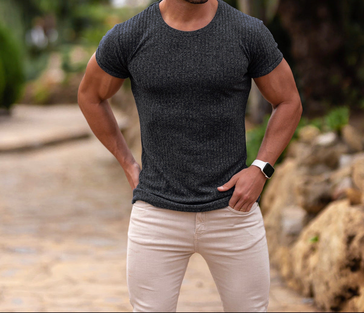 T-shirt ajusté en rib pour homme Chic und Stil