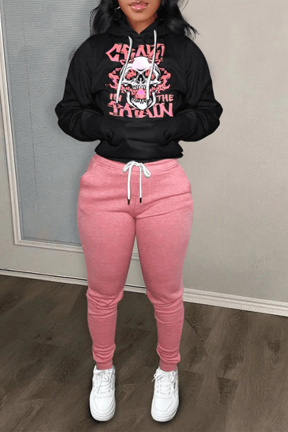 Women sporty hoodie with creative graphics and casual jogger pants Chic and Style