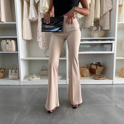 Ladies Elegant High-Waisted Flared Trousers with Flattering Cut Chic and Style